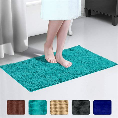 The thick chenille fabric absorbs water quickly to help your floors from dripping water while you&39;re getting out of the bath, shower, or getting ready by the sink. . Microfiber bath rugs